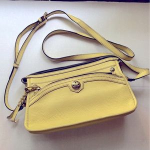 orYANY crossbody bag lemon yellow leather with multiple pockets new without tag